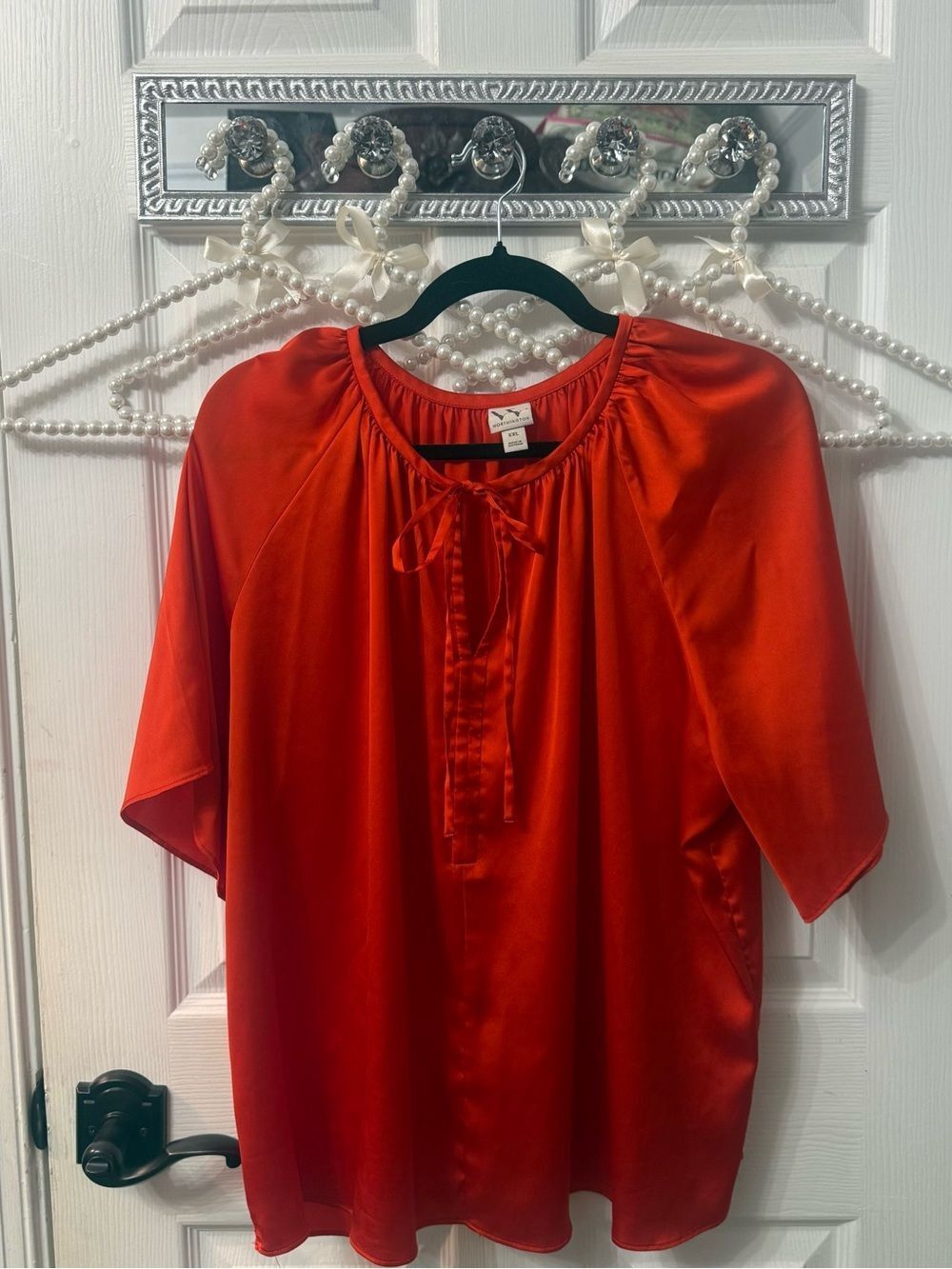 Worthington Red Tie-Neck Blouse